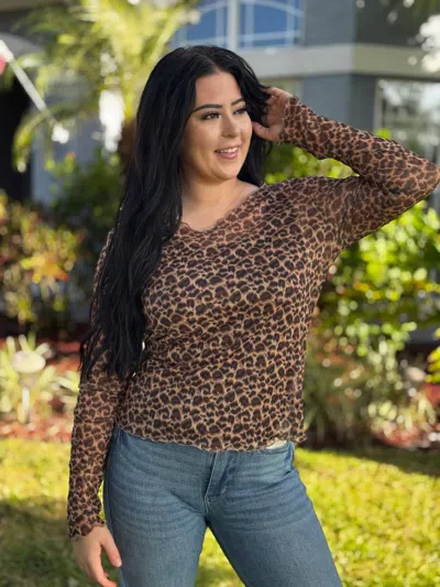 Southern Grace Layered Leopard Top In Brown