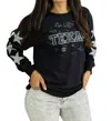 Southern Grace Lone Star State Crewneck In Black Silver Stars In Multi