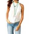 Southern Grace Maelani Top With Rhinestone Fringe In White In White