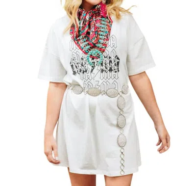 Southern Grace Mama Cowhide Thunderbolt Shirt Dress In White