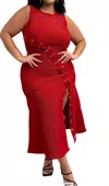 Southern Grace Maya Maxi Dress With Slit In Red In Red