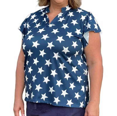 Southern Grace Nicole V-neck Top In Stars In Blue