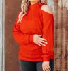 SOUTHERN GRACE OFF THE SHOULDER SWEATER IN RED