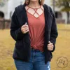 SOUTHERN GRACE OH SO SOFT HOODED SHERPA JACKET IN BLACK