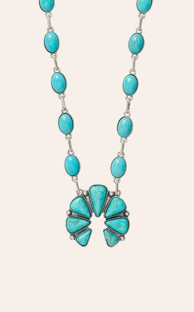 Southern Grace Silver & Turquoise Squash Blossom Teardrop Necklace In Purple