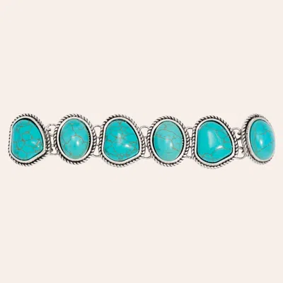 Southern Grace Silver & Turquoise Stone Bracelet In Blue