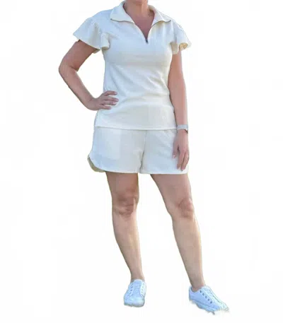 Southern Grace Sydney Quarter Zip Top In Ivory In White