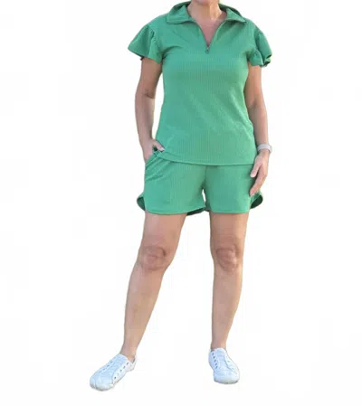 Southern Grace Sydney Quarter Zip Top In Kelly Green