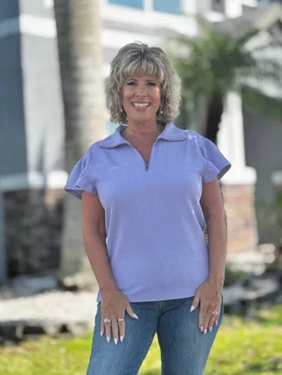 Southern Grace Sydney Quarter Zip Top In Lilac In Blue