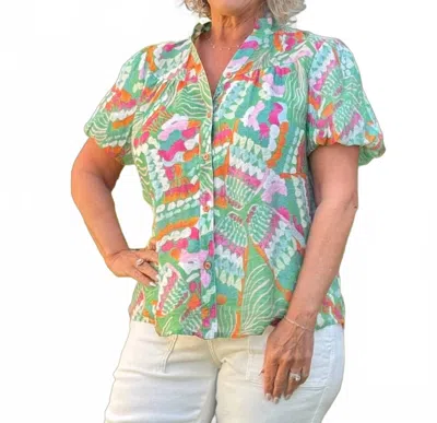 Southern Grace Take Me To The Tropics Top In Green In White