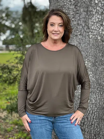Southern Grace The Carolyn Long Sleeve Top In Olive In Brown