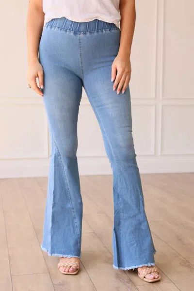 Southern Grace The Jolene High Rise Flare Denim In Light Wash In Multi