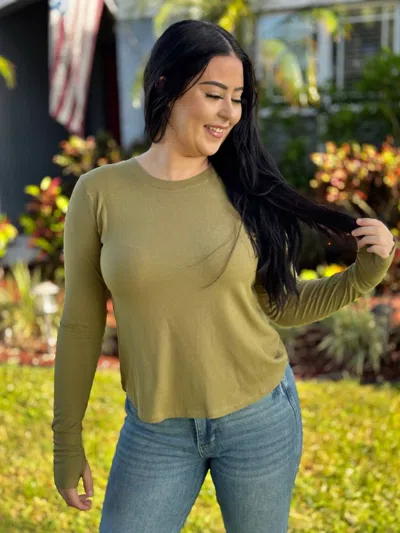 Southern Grace The Rhonda Long Sleeve Top In Olive In Green