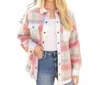 Southern Grace Tweed Plaid Buttoned Shacket In Pink In Animal Print