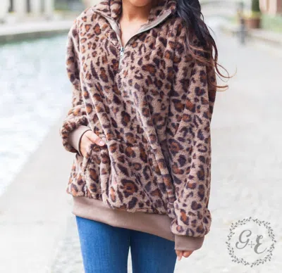 Southern Grace Untamed Leopard Sherpa With Pocket Zip Up In Leopard Print In Pink