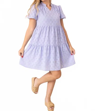 Southern Grace V-neck Checkered Dress In Lilac In Purple