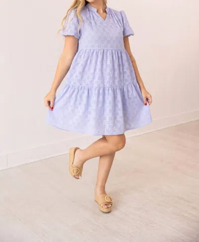 Southern Grace V-neck Checkered Dress In Purple