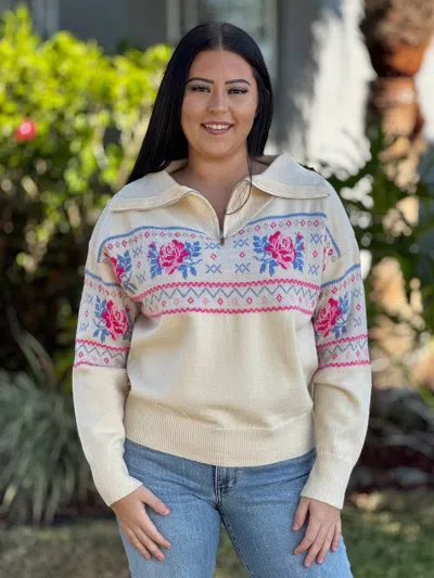 Southern Grace Winter Bloom Sweater In Ivory In Neutral