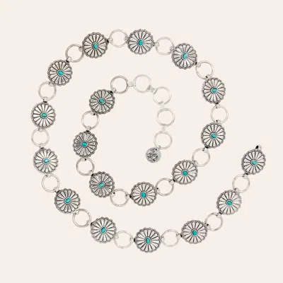 Southern Grace Women's Silver & Turquoise Concho Ring Belt In Metallic