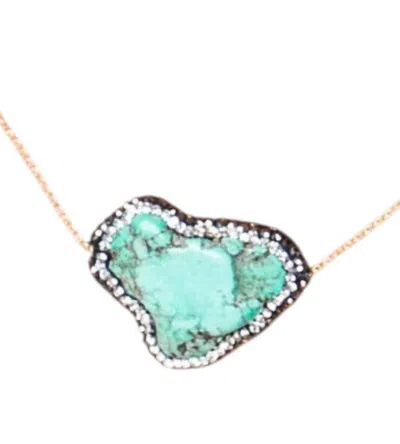 Southern Grace Women's Stone And Crystal Pendant Chain Choker In Turquoise In Green