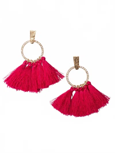 Southern Grace Women's Tassel Bling Earrings In Hot Pink In Multi