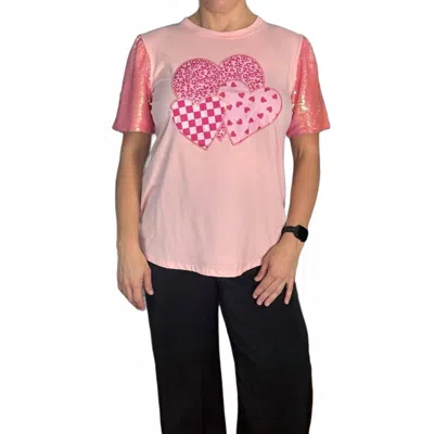 Southern Grace You Make My Heart Sparkle Short Sleeve Top In Pink