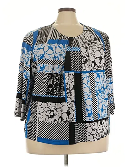 Pre-owned Southern Lady 3/4 Sleeve Blouse In Blue