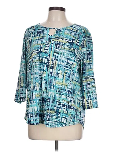 Pre-owned Southern Lady 3/4 Sleeve Blouse In Teal