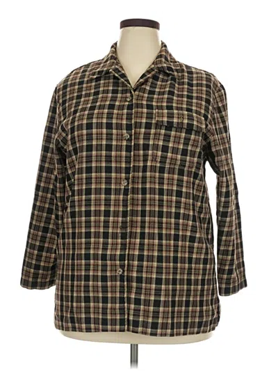 Pre-owned Southern Lady 3/4 Sleeve Button Down Shirt In Brown