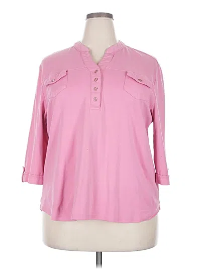 Pre-owned Southern Lady 3/4 Sleeve Button Down Shirt In Pink