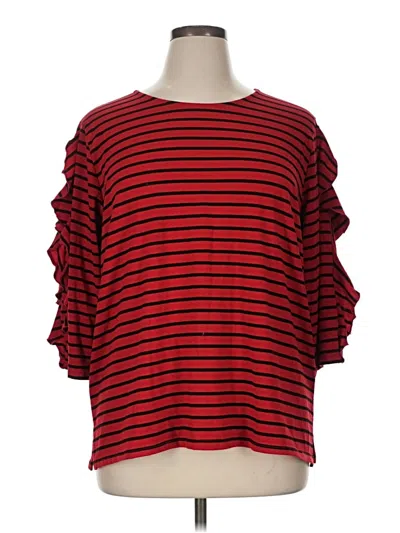 Pre-owned Southern Lady 3/4 Sleeve Top Red Boatneck Tops