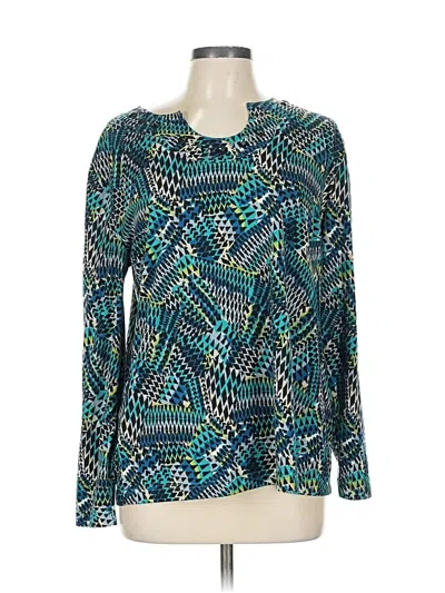 Pre-owned Southern Lady Long Sleeve Blouse In Blue