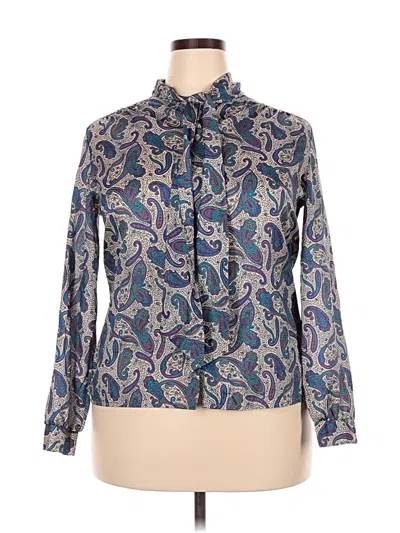 Pre-owned Southern Lady Long Sleeve Blouse In Blue