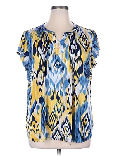 Pre-owned Southern Lady Short Sleeve Blouse In Blue