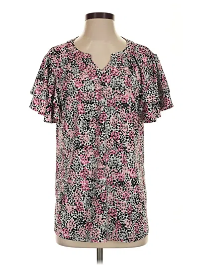 Pre-owned Southern Lady Short Sleeve Blouse In Pink