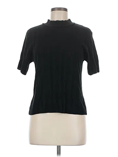 Pre-owned Southern Lady Short Sleeve Top Black Mock Neckline Tops
