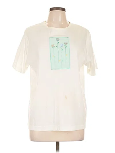 Pre-owned Southern Lady Short Sleeve Top Ivory Crew Neck Tops