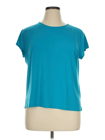 Pre-owned Southern Lady Short Sleeve Top Teal Crew Neck Tops