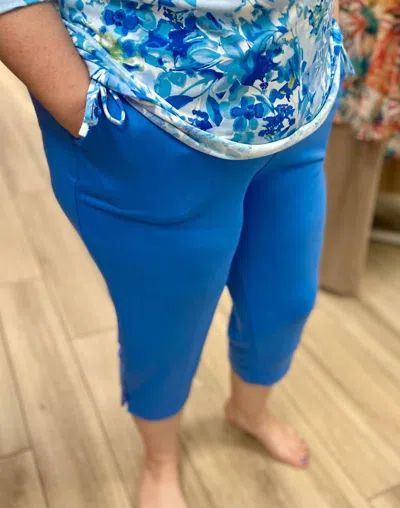 Southern Lady Soft Capri Pants In Coastal In Blue
