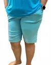 Southern Lady Stripe Knee Short In Seven Seas In Blue