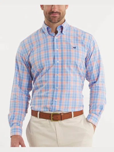 Southern Marsh Grainger Performance Plaid Dress Shirt In French Blue & Peach In Multi