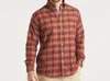 Southern Marsh Hemphill Twill Flannel Button Down In Stone Brown & Burnt Orange In Multi