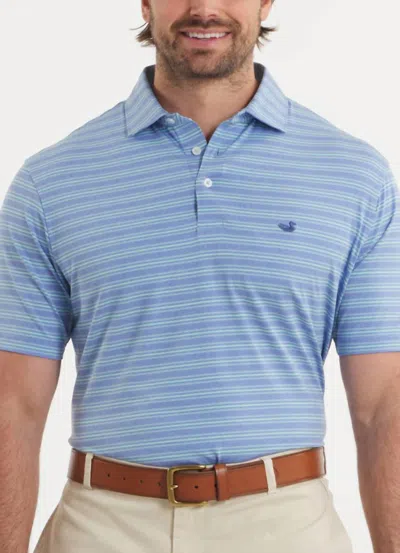Southern Marsh Maybourne Featherlight Stripe Polo Shirt In Lilac Mint In Blue