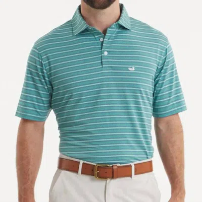 Southern Marsh Maybourne Featherlight Stripe Polo Shirt In Teal Mountain In Blue