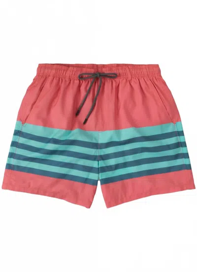 Southern Marsh Men's Barcelona Lines Harbor Trunks In Coral And Mint In Multi