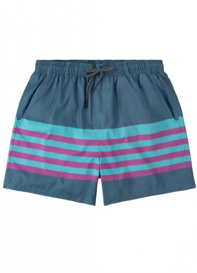 Southern Marsh Men's Barcelona Lines Harbor Trunks In Slate And Teal In Multi