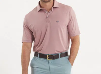 Southern Marsh Men's Bermuda Performance Polo Shirt In Wellington Stripe Peach In Brown
