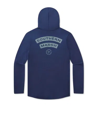 Southern Marsh Men's Classic Hoodie Tee In Washed Navy In Silver