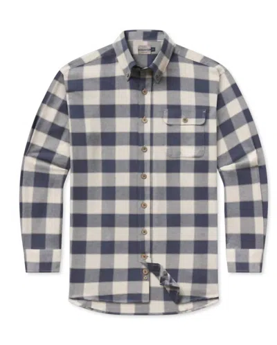 Southern Marsh Men's Fayetteville Gingham Flannel Shirt In White & Slate In Blue