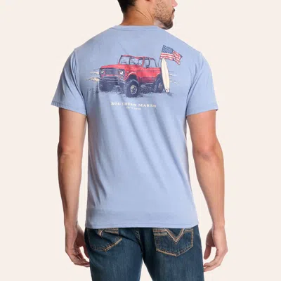 Southern Marsh Men's Seawash American Beach Rodeo Washed Blue Graphic T-shirt